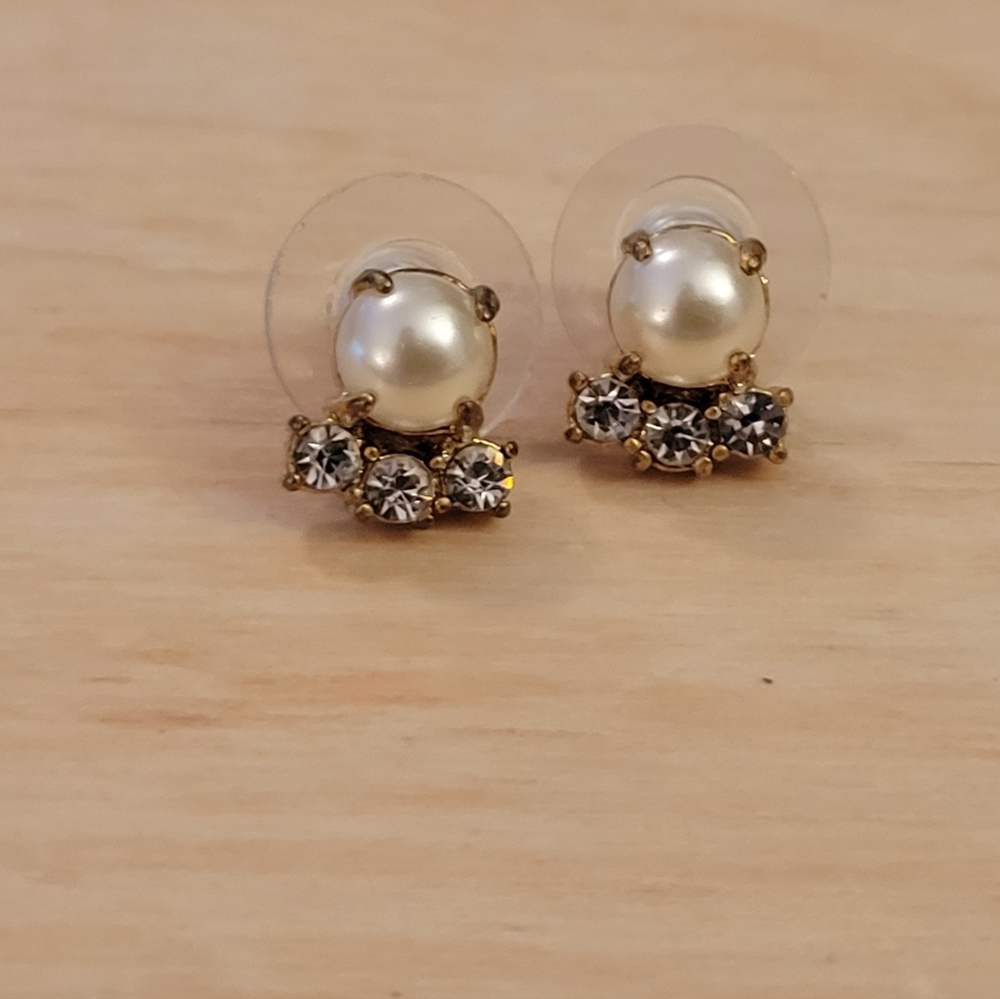 Jcrew faux pearl and diamond earrings